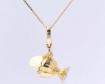 Juicy Couture White Egg Pendant with Opening Feature, Necklace Charm, Bag Accessory
