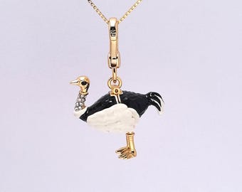 Juicy Couture Enamel Ostrich Pendant, Necklace Charm, Bag Accessory