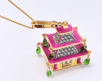 Juicy Couture Crystal House Pink Pendant, Necklace Charm, Bag Accessory