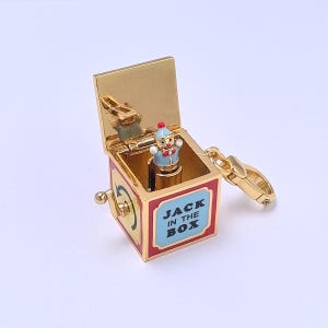 Juicy Couture Clown Surprise Box Charm, Gold Enamel Mini Cube Pendant, Functional Bag Charm & Necklace Pendant