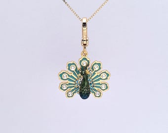 Juicy Couture Green Peacock Charm, Necklace Pendant, Bag Accessory