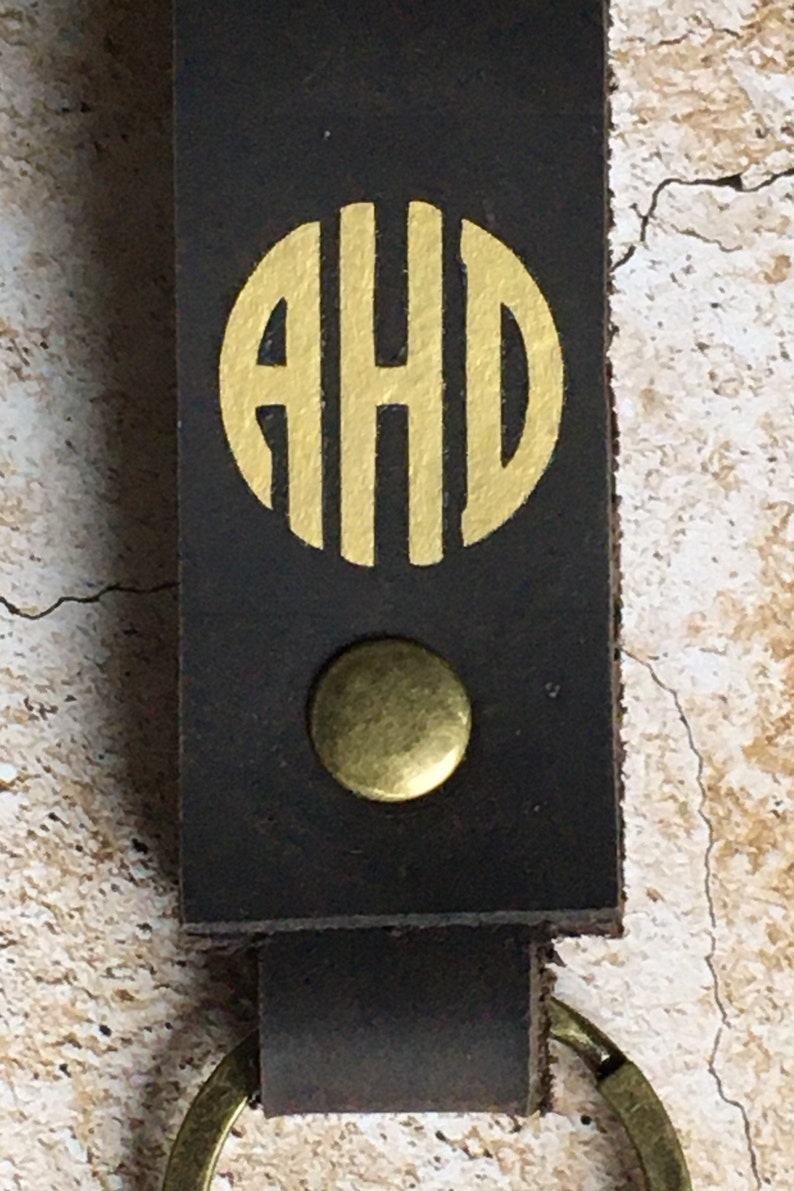 Monogrammed Key Ring Personalized Leather Keychain Custom Etsy