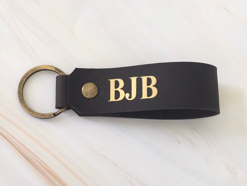 Monogrammed Key Ring Personalized Leather Keychain Custom Etsy