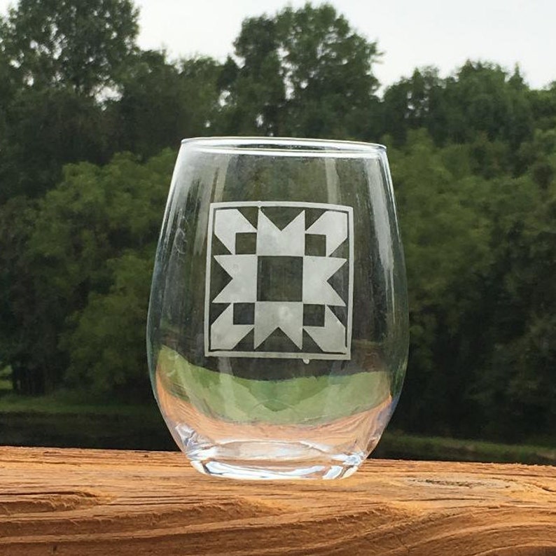 Stemless Wine Glass for Quilters Quilt Patterns on Wine Etsy