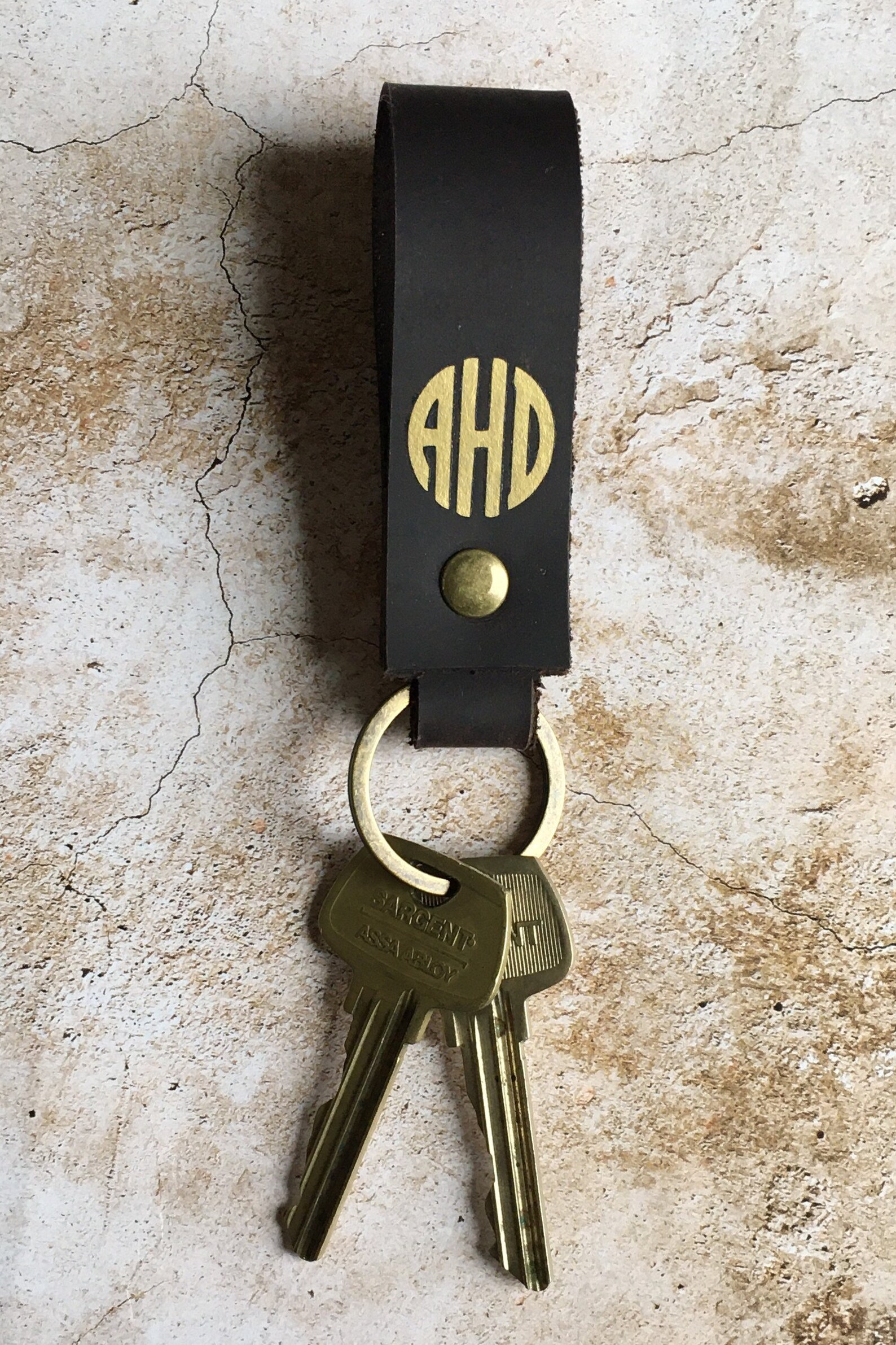 Monogrammed Key Ring Personalized Leather Keychain Custom Etsy