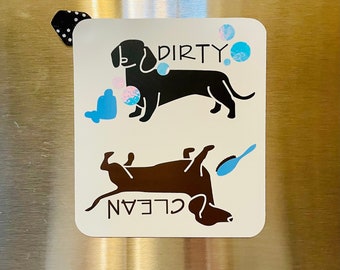 Dachshund Clean/Dirty Dishwasher Magnet: Doxie Kitchen Decor