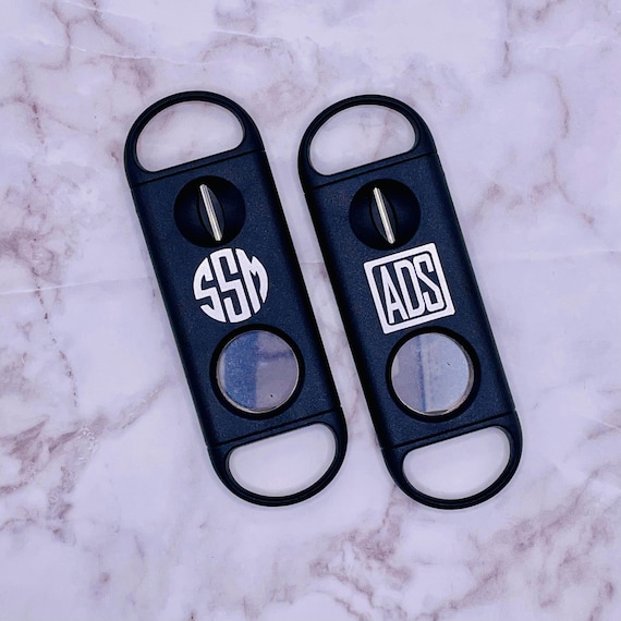 Personalized Cigar Clipper - Cigar Cutter with Monogram - Guillotine & V Cut Cigar Clipper - Cigar Accessory - Stocking Stuffer for Men