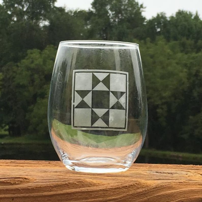 Stemless Wine Glass for Quilters Quilt Patterns on Wine Etsy