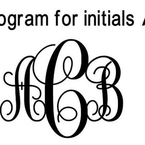 Puede incluir: Un monograma en blanco y negro con las iniciales ABC. Las letras est&aacute;n en una fuente cursiva y est&aacute;n entrelazadas.