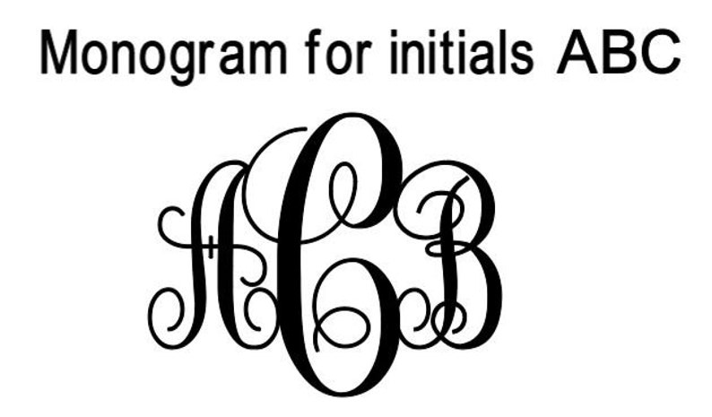 Puede incluir: Un monograma en blanco y negro con las iniciales ABC. Las letras est&aacute;n en una fuente cursiva y est&aacute;n entrelazadas.
