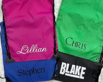 Personalized Drawstring Bag - Drawstring Backpack with Name - Overnight Bag with Name - Sports bag with Name - Drawstring Backpack with Name