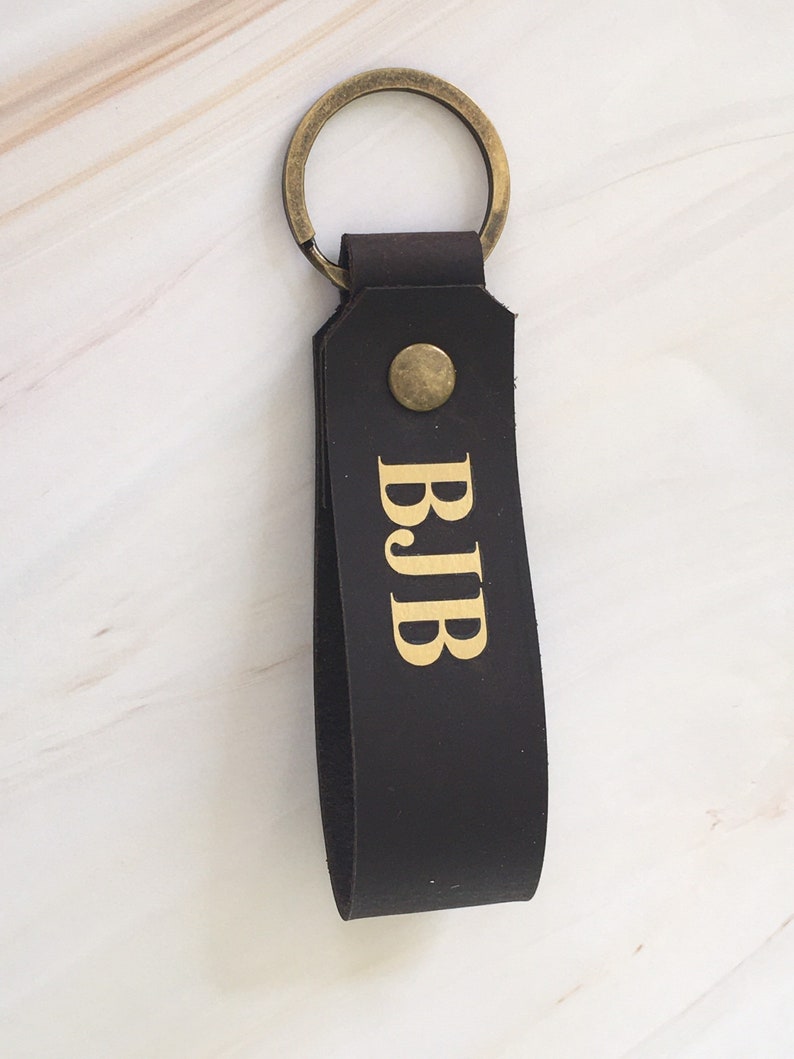 Monogrammed Key Ring Personalized Leather Keychain Custom Etsy