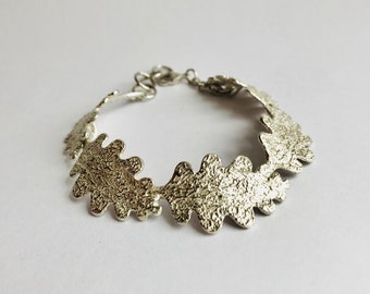 Handmade Silver Oak Leaf Bracelet