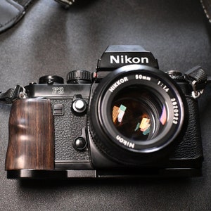 HandMade Nikon F3 Wood wooden Hand grip Extension Grip Camera protection case aluminum bottom base quick release plate for a tripod image 1