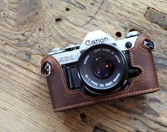 CANON AE1 AE1P A1 HandMade Camera protection Cowhide leather case Bag Made to Order Brand new handcrafted Half case
