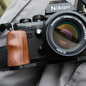 HandMade Nikon F3 Wood wooden Hand grip Extension Grip Camera protection case aluminum bottom base quick release plate for a tripod image 6