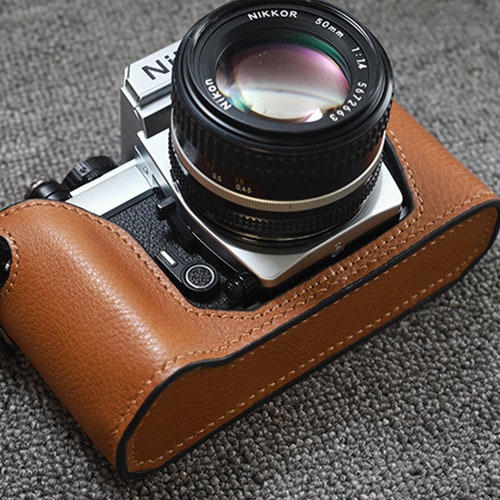 Nikon FA HandMade Camera protection Cowhide leather case Bag handcrafted Half case pouch with shops strap option