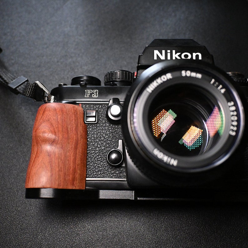 HandMade Nikon F3 Wood wooden Hand grip Extension Grip Camera protection case aluminum bottom base quick release plate for a tripod Mahogany