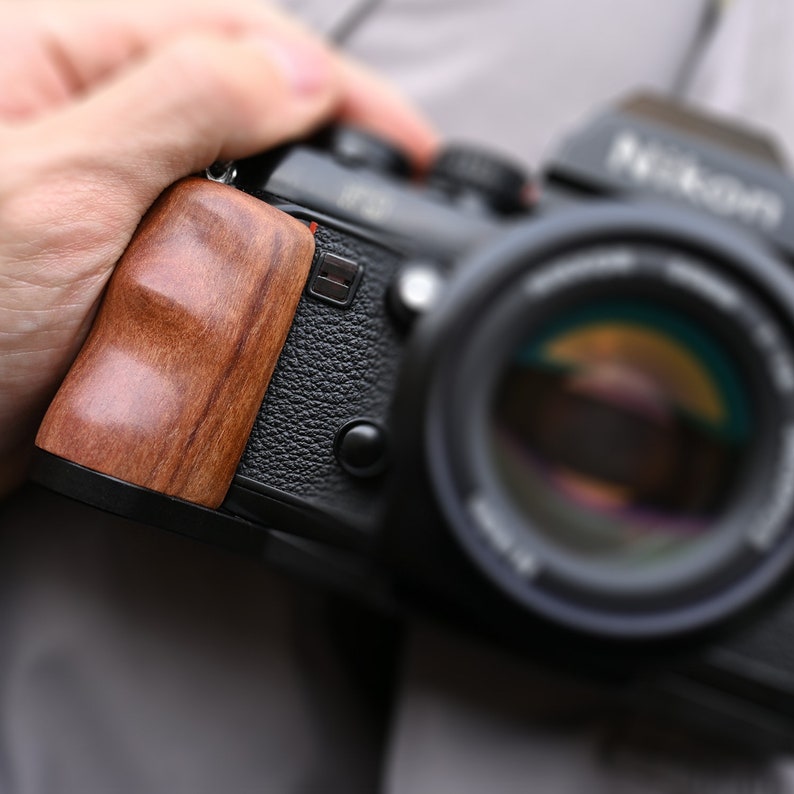 HandMade Nikon F3 Wood wooden Hand grip Extension Grip Camera protection case aluminum bottom base quick release plate for a tripod Hickory