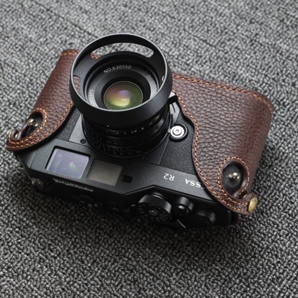 Voigtlander Bessa R2 HandMade Camera protection Cowhide leather case Bag Made to Order Brand new handcrafted Half case