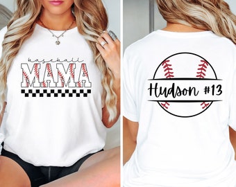 Koszulka baseballowa Mama z nadrukiem, spersonalizowane imię i numer na dzień gry