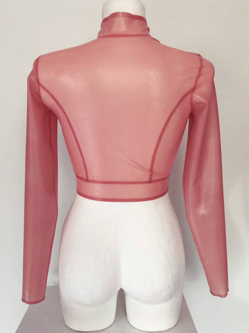 Latex Rubber High Neck Crop Top With Long Sleeves Etsy