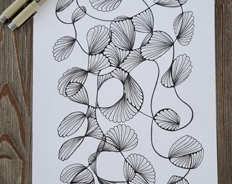 Lineart abstract art handmade drawing with inkt, A4