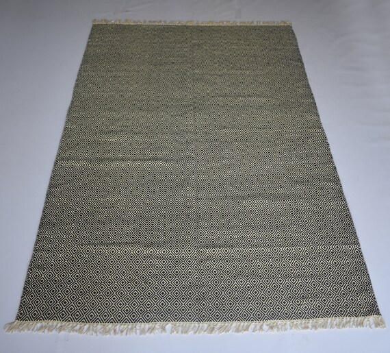 Handgewebte Vintage Moderne Baumwolle Bereich Teppich Home Etsy