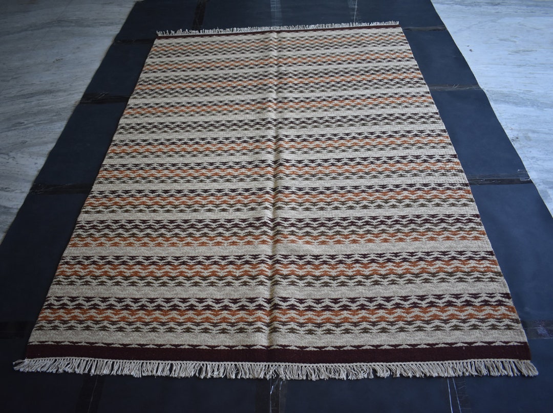 Hand Loom Rug Wool Jute Area Rug Designer Floor Carpet Etsy