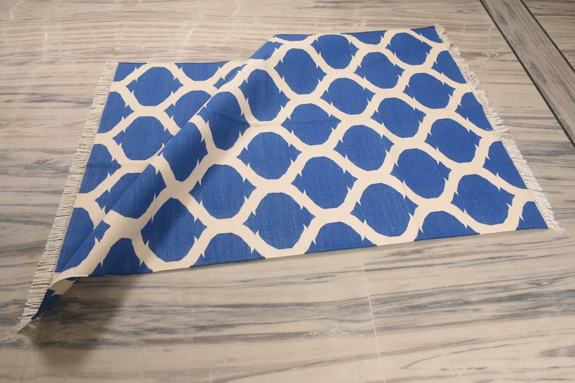 Blue Rug for Modern Royal Home Décor Living Room Bedroom Guest Etsy