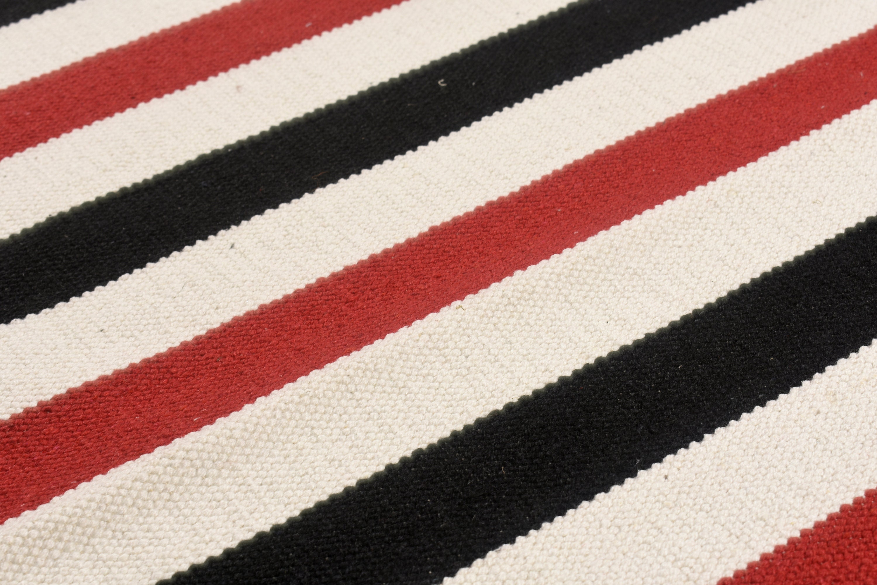 Hand Loom Cotton Black Red White Stripe Rug for Living room | Etsy