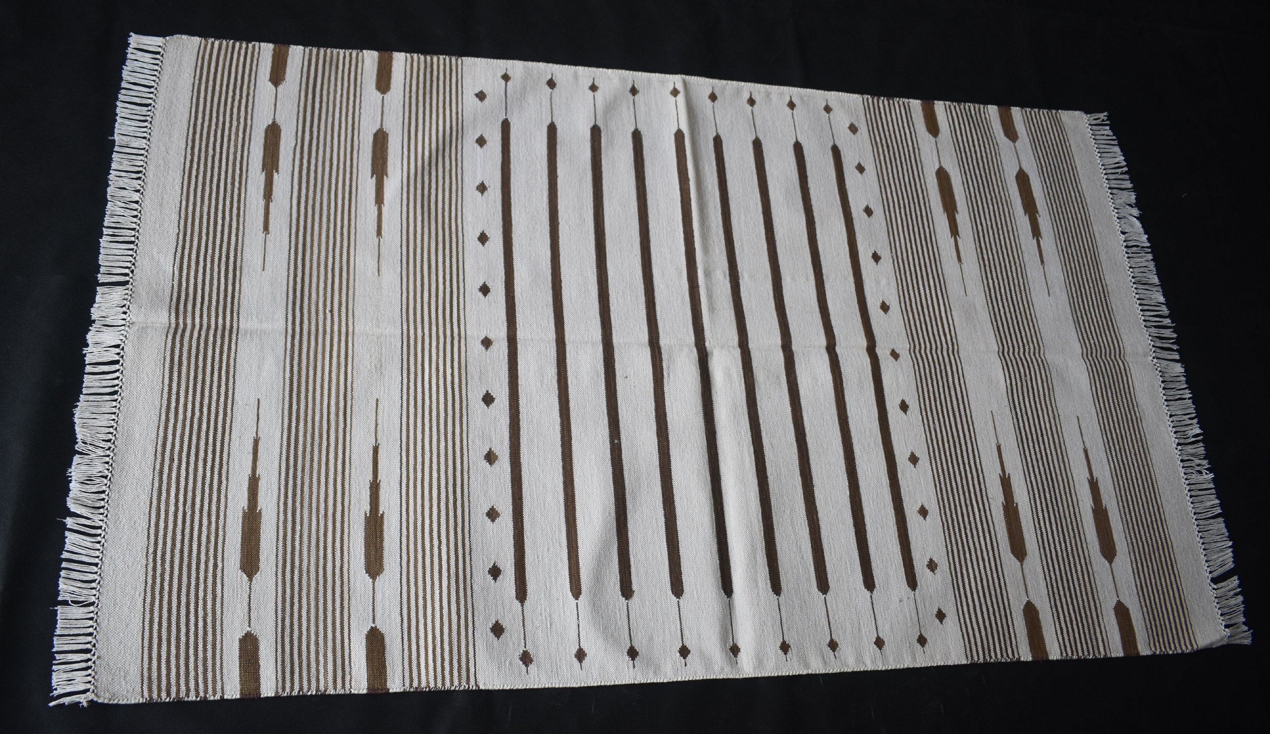 Handmade Cotton Kilim Area Rug Striped Design Home Decorative Etsy