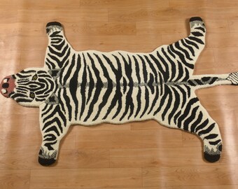 Zebra Rug | Zebra Wool Rug | Kids Room Decor Rug | Animal Rug | Gift for Boys/Man/Kids | Animal Wall Decor | Zebra Decor, 2x3 Feet