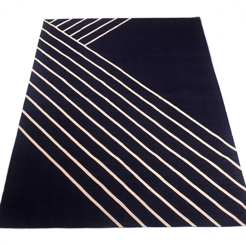 Hand Woven Blue Stripe Rug, Flat shops Woven Rug Indian Cotton Dhurrie Designer Rug for Living Room Bedroom Home Decor 6x8 feet