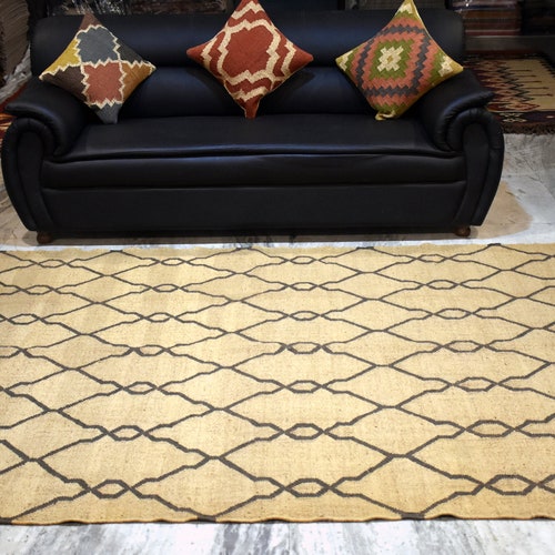 Handmade Morocco Kilim | Jute Bohemian Rug | Modern Area Rug | Jute Wool Kilim shops Rug for Home Decor 200x300 Cm