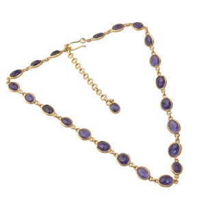 Handmade Iolite Choker Necklace: 925 Sterling Silver Gold Plated
