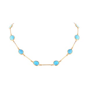 Handcrafted Turquoise Necklace: 925 Silver Gold Plated, Statement Jewelry