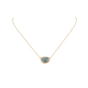 Genuine Emerald Minimalist Pendant Necklace, 925 Sterling Silver Gold Plated Birthstone  jewelry, Anniversary Gift For Her, Chain Necklace