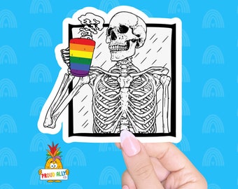 Skeleton LGBTQ Stickers, Lgbtq PRIDE Sticker, Laptop Stickers Lgbtq Themed and Proud Ally Rainbow Sticker