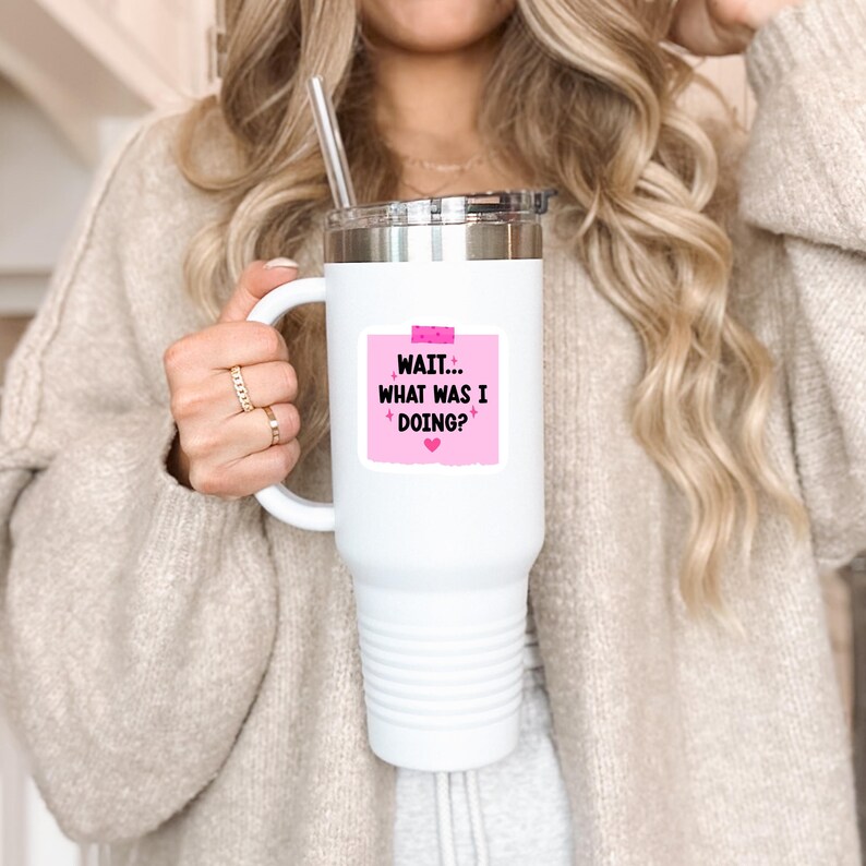 Funny ADHD Sticker, Forgetful Quote Sticker, Wait What Was I Doing, Neurodivergent Sticker, Cute Pink Reminder Sticker, Relatable Humor image 3