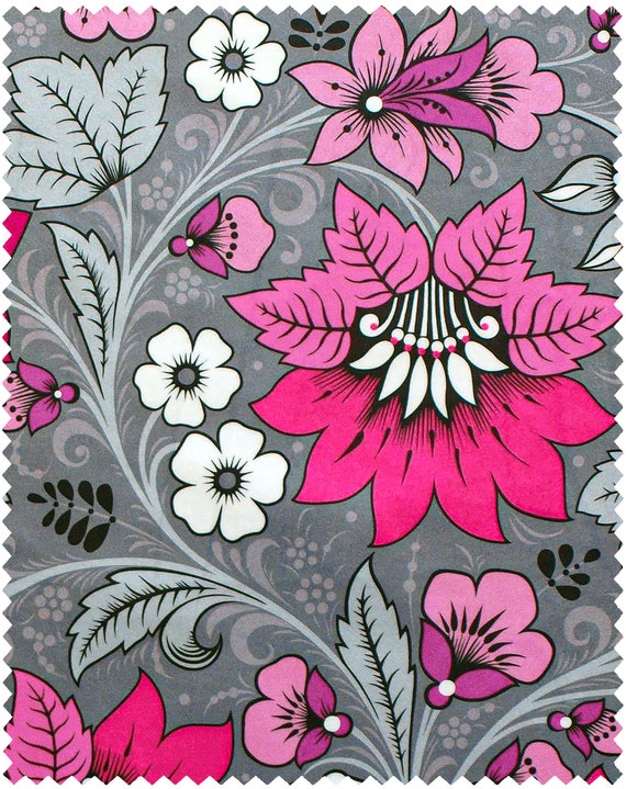 Curtains Velvet Fabric, Fuchsia Floral Velvet
