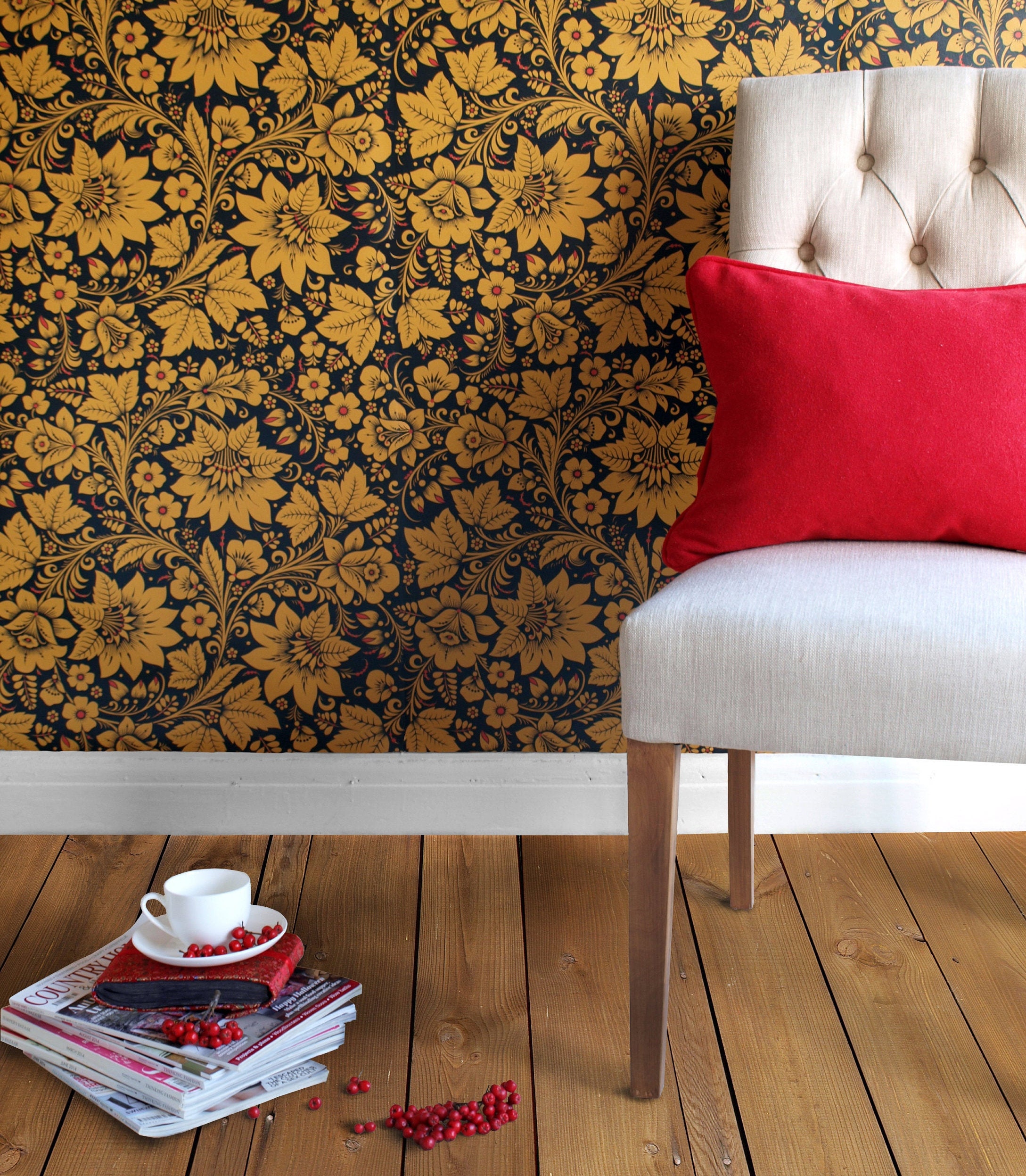 Wallpaper Sample Black and Gold Wallpaper Black Wall Decor - Etsy