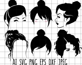 Download Messy bun clipart | Etsy