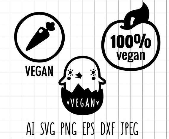 Cute Vegan Signs Vegan Logos Silhoutte Vector Clip Art Cutting Etsy