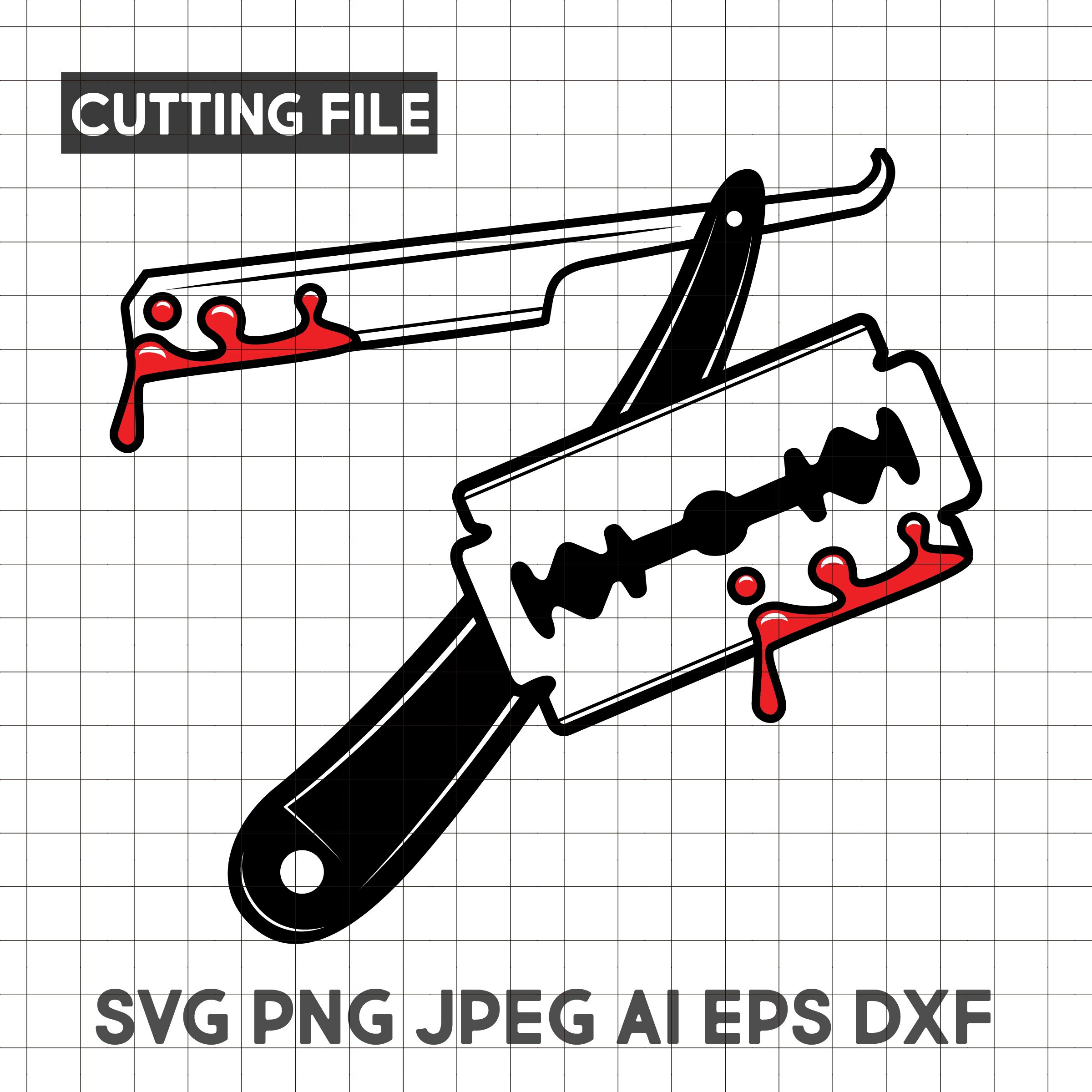 Bloody Razor Blade Logo Halloween Decor Vector Clip Art Etsy