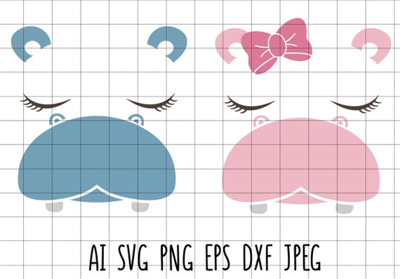 Niedliche Nilpferd Gesicht Dschungel Tier Vektor Clipart Etsy