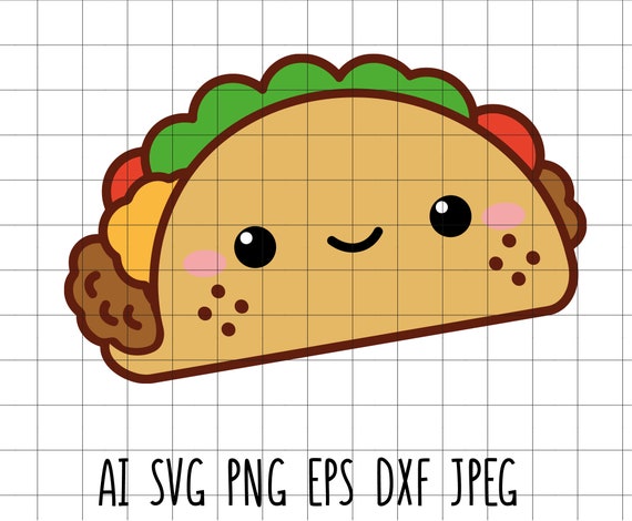 Download Cute Taco Kawaii Mexican Food Vector Clip Art Cutting File ...