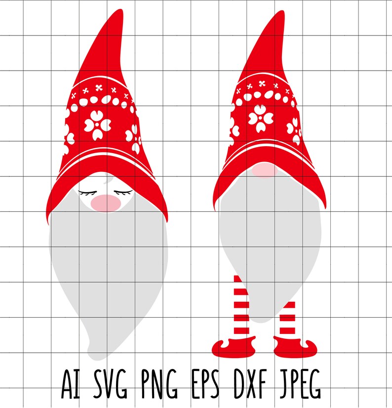 Download Cute Winter Gnome Face and Legs Christmas Decor Vector Clip | Etsy