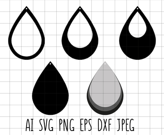 Download Teardrop Silhoutte Earring Template Set Vector Clip Art ...