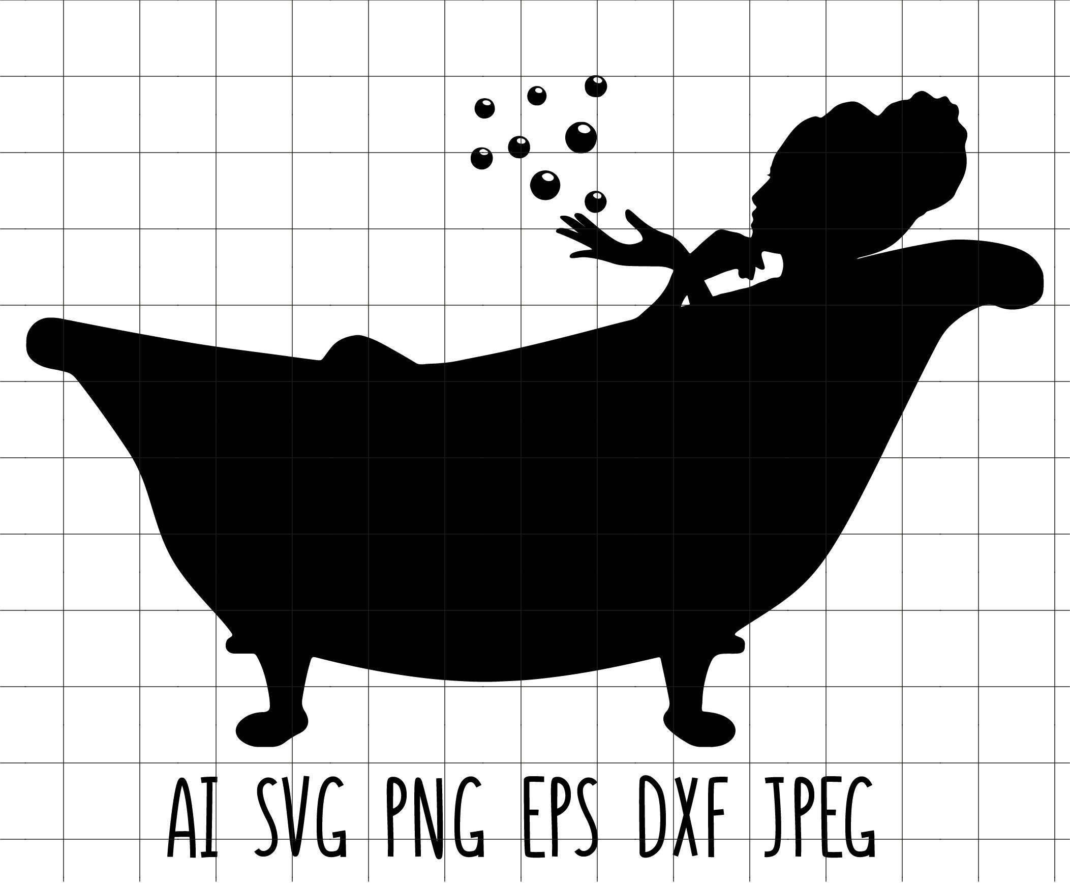 Cute Bathtub Girl Bathroom Decor Bath Time Relax Vector Clip Art